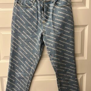 Alexander Wang Logo Print Blue Straight Leg Jeans